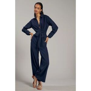 Anthropologie - Cut-Out Wide-Leg Jumpsuit in navy blue
